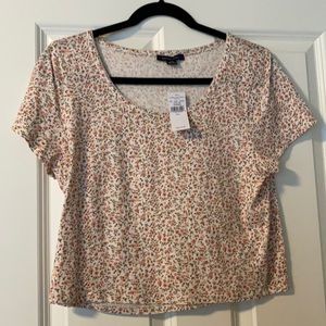 Floral American Eagle Fitted Baby Tee - Size Large